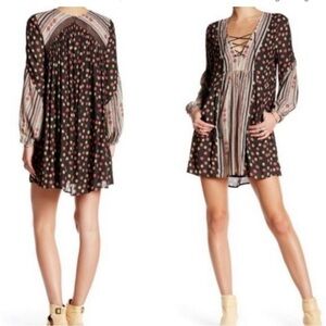 Free People Rain Or Shine Chiffon Boho Mini Dress Sz S NWT